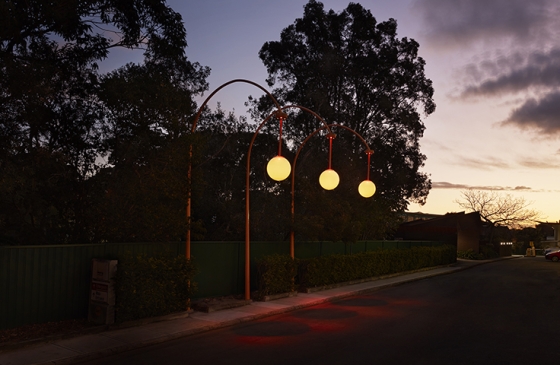 Photograph of artist Rochelle Haley's Lunar Sway lighting installation. 