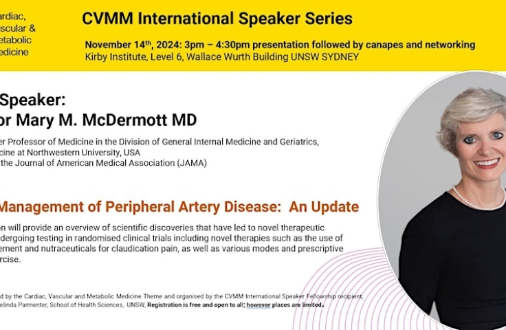 The image features the UNSW logo and a photograph of speaker Prof Mary M. McDermott MD.