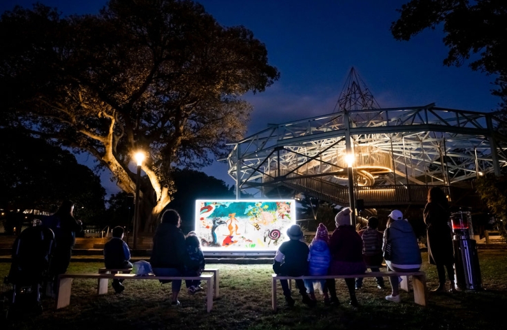 Claudia Nicholson Heart of Randwick night time in Inglis Park